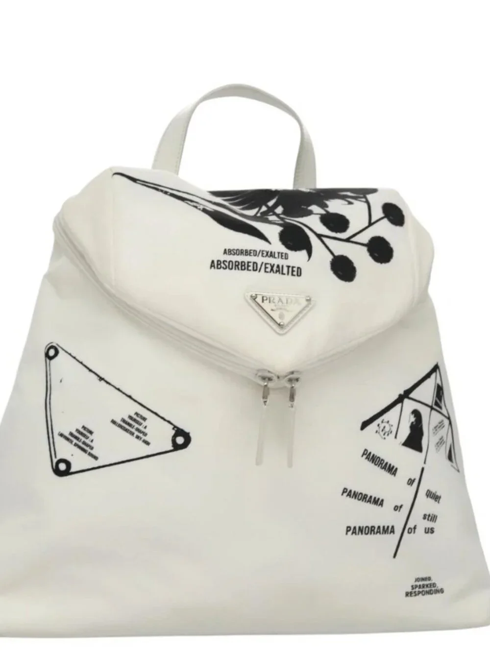 PRADA Backpack Nylon White Silver